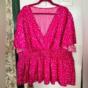 NWOT SHEIN Pink and White Polka Dot Top